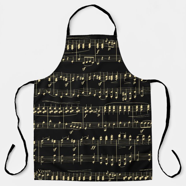 Tablier Musique d'or en noir (Recto)