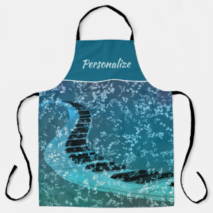 Tablier Musique élégante Piano Keys Musicien Bleu Noir