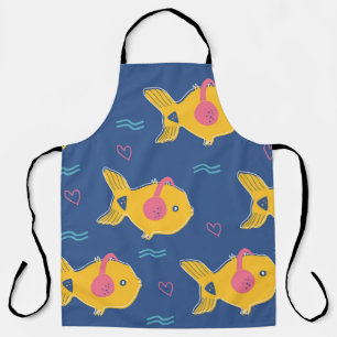 Tablier Musique poissons dessin animé vintage sans couture