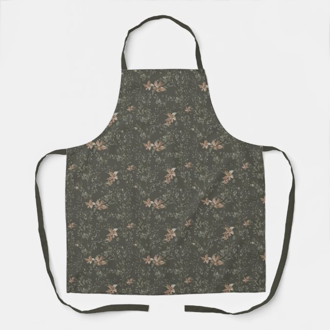 Tablier Muted Poinsetta Olive All-Over Print Apron (Recto)