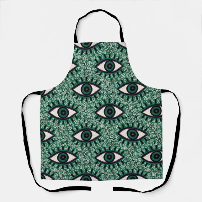 Tablier "Mystic Emerald Eyes" - Psychedelic Swirl Seamless (Recto)