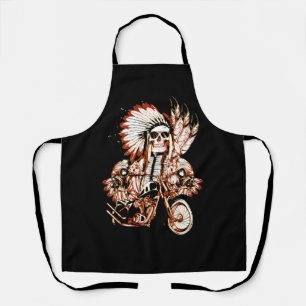 Tablier Native American Indian Chief Skull Motorcycle Head