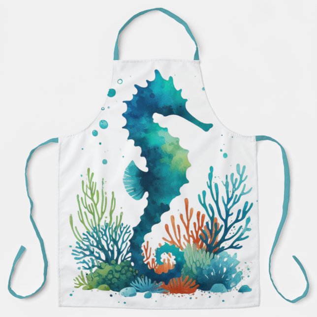 Tablier nautical/beach/coastal seahorse art (Recto)