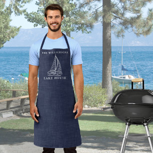 Tablier Nautique Marine Bleue Nom de famille Lake House