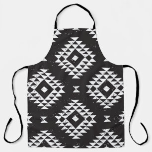 Tablier Navajo Géométrique : Tribal Blanc Noir.