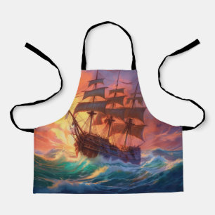 Tablier Navire À Voile Sur Une Mer Tempérée