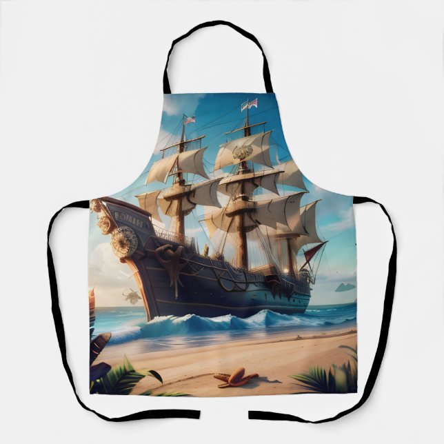 Tablier Navire pirate de plage tropicale (Recto)