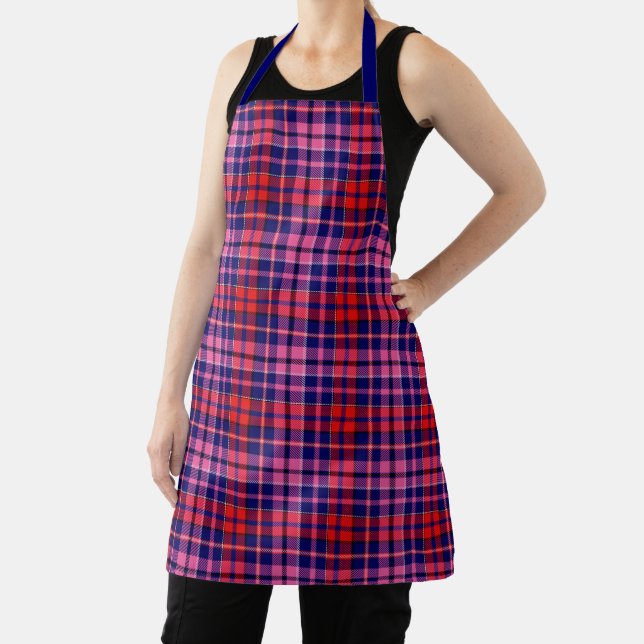 Tablier Navy Blue Red Pink Plaid Tartan Design  (Insitu)