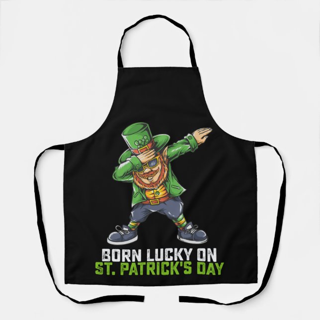 Tablier Né Chanceux Le Jour De La Saint-Patrick Dabbing An (Recto)