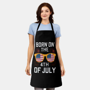 Tablier Né le 4 juillet Lunettes de soleil d'anniversaire 