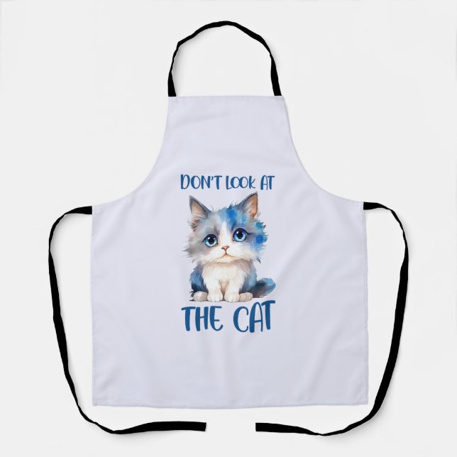 Tablier Ne regardez pas le chat - adorable chaton bleu (Recto)