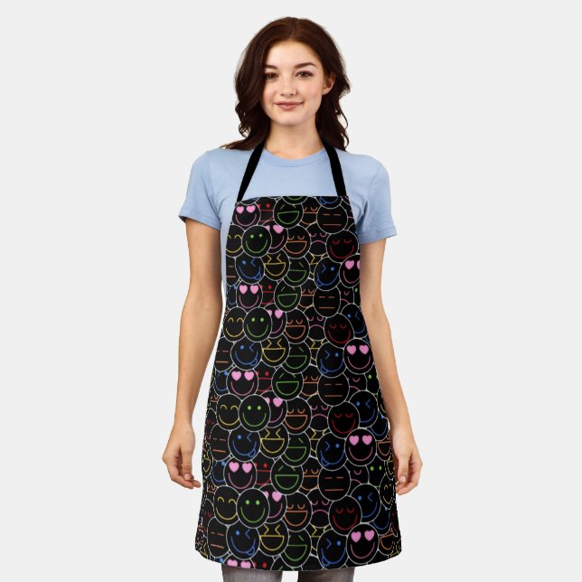 Tablier Neon Emoji Vibes Apron : Cuisiner dans le style! (Porté)