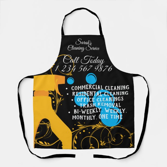 Tablier Nettoyage Maid Janitorial mignon tourbillons flora (Recto)