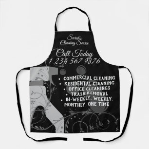 Tablier Nettoyage Maid Janitorial mignonne élégant Noir