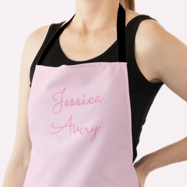Tablier N'importe quel nom | Joli cursive rose (Créateur téléchargé)