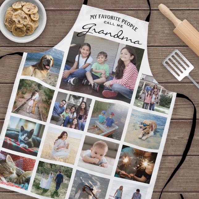 Tablier N'Importe Quel Texte Famille Photo Grille Grandma  (Créateur téléchargé)