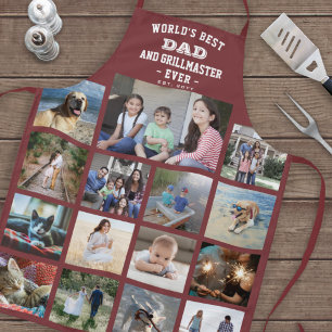 Tablier N'Importe Quel Texte Photo Collage Meilleur Papa G