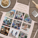 Tablier N'Importe Quel Texte Photo Collage Meilleure Maman<br><div class="desc">Célébrez les joies simples de la famille et des petits-enfants avec un élégant collage photo personnalisé rose vif et tablier or. Les images et tout le texte sont simples à customiser. Citation qui dit "World's Best Mom and Chef Ever We Love You" peut être personnalisé pour maman, maman, grand-mère, Nana,...</div>