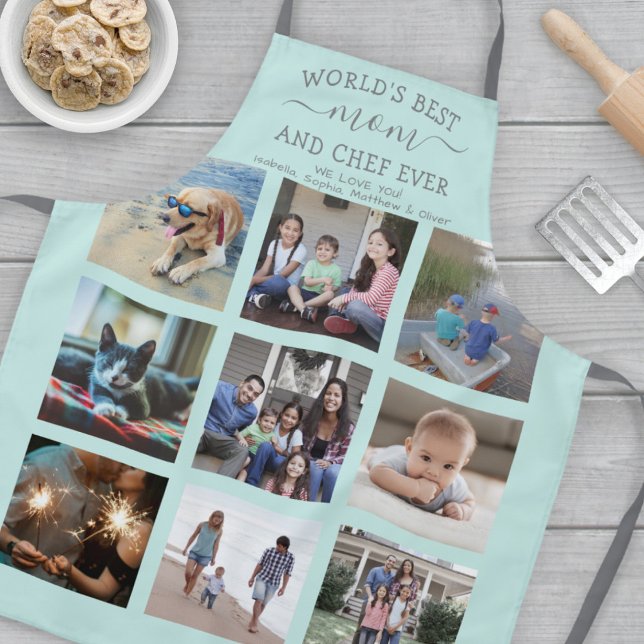 Tablier N'importe quel texte Photo Collage Meilleure maman (Créateur téléchargé)
