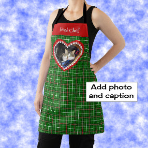 Tablier Noël animal de compagnie nom rouge vert