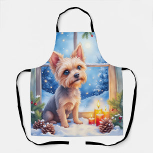 Tablier Noël Art Fenêtre Givrée Griffon de Bruxelles