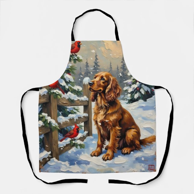 Tablier Noël au style ancien avec un Cocker Spaniel et des (Recto)
