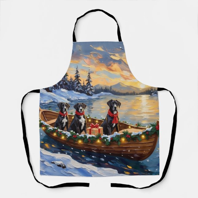Tablier Noël Bateau de Noël Grand Danois (Recto)