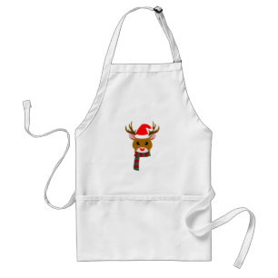 Tablier Noël blanc Rudolph le renne à nez rouge