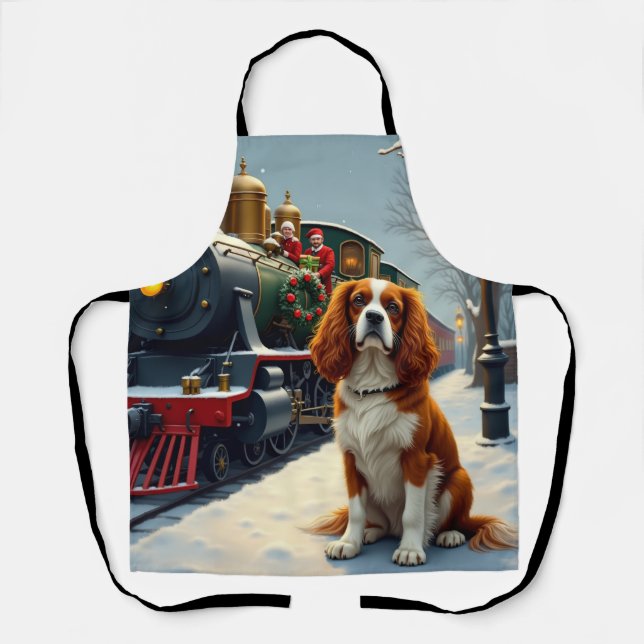 Tablier Noël Cavalier King Charles Spaniel Train (Recto)