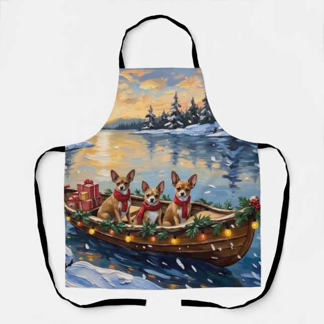 Tablier Noël Chihuahua Bateau Fêtes (Recto)