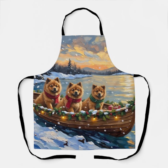 Tablier Noël Chow Chow Bateau Fêtes (Recto)