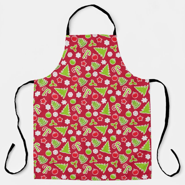 Tablier Noël Cuisine des Fêtes Rouge  (Recto)