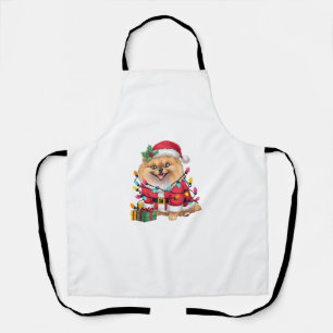 Tablier Noël de l'éclairage de Noël Père Noël Chien de Pom