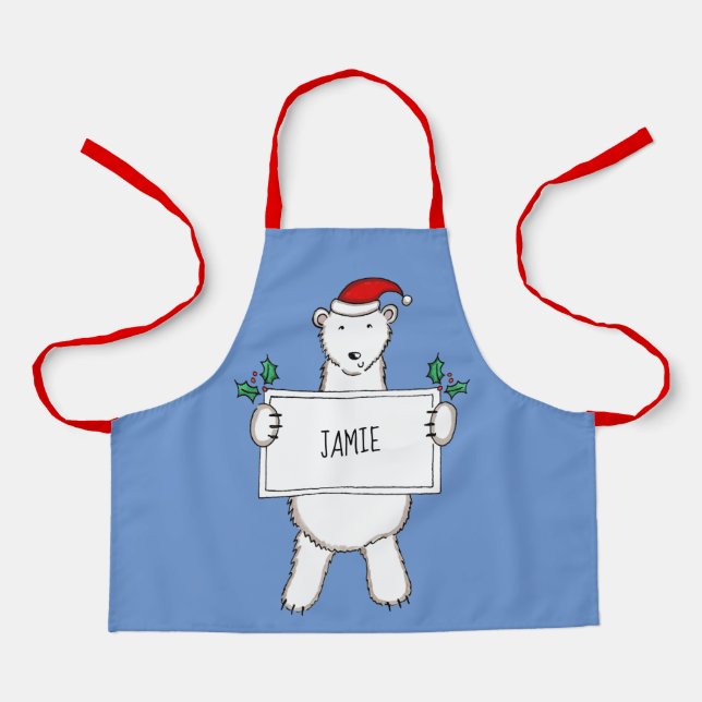 Tablier Noël de l'ours polaire personnalisé (Recto)