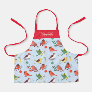 Tablier Noël d'hiver Oiseaux Enfants Personnalisés