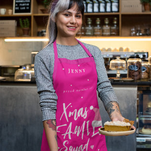 Tablier Noël drôle d'équipe familiale Père Noël votre nom