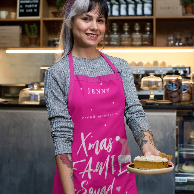 Tablier Noël drôle d'équipe familiale Père Noël votre nom (Créateur téléchargé)