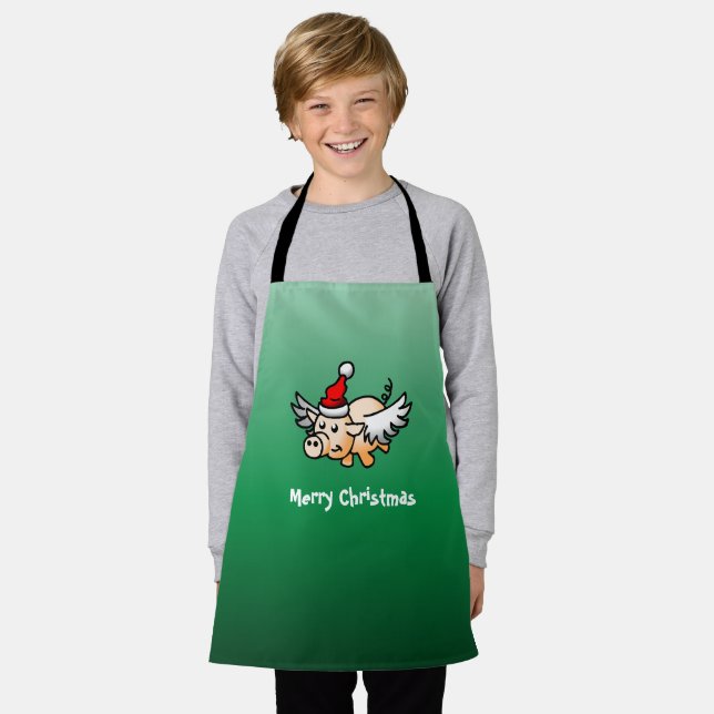 Tablier Noël du cochon volant (Porté)