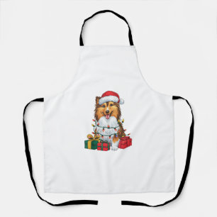 Tablier Noël Éclairage Santa Hat Sheltie Chien Noël