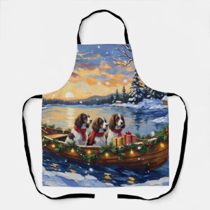 Tablier Noël en bateau avec Springer Spaniel