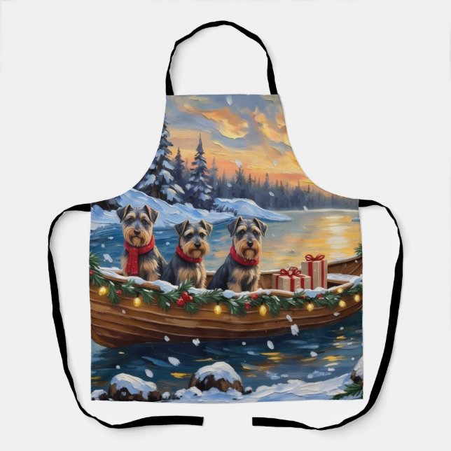 Tablier Noël en bateau pour Schnauzer (Recto)