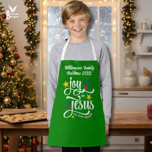 Tablier Noël Famille JOIE EN JÉSUS Christique personnalisé