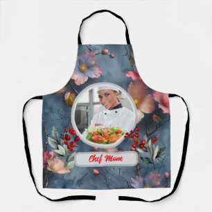 Tablier Noël Floral Personnalisé Chef Maman Photo