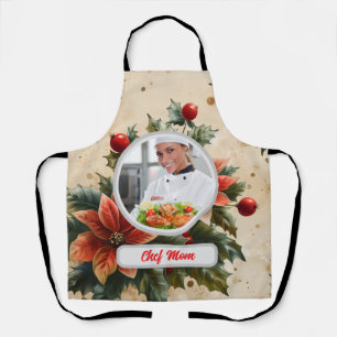 Tablier Noël Floral Personnalisé Chef Maman Photo