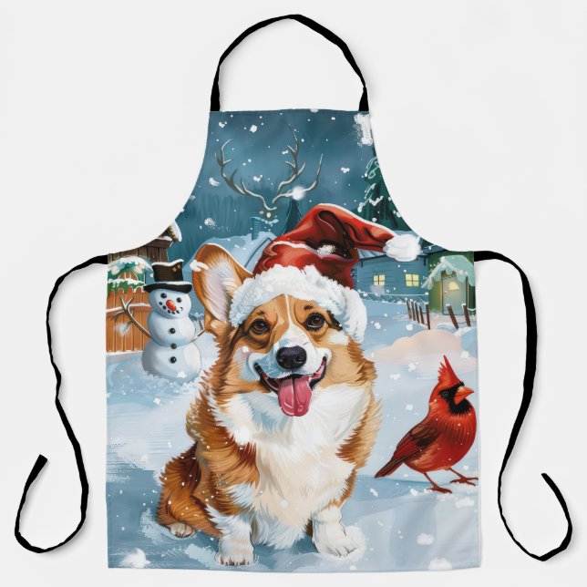 Tablier Noël Merveilleux Corgi Joie de Noël (Recto)