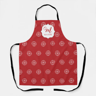 Tablier Noël Monogramme mignon simple flocon de neige