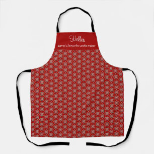 Tablier Noël Personnalisé Red Nordic Folk Snowflake