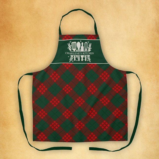 Tablier Noël Plaid Personnalisé Rustic Country Apron (Créateur téléchargé)