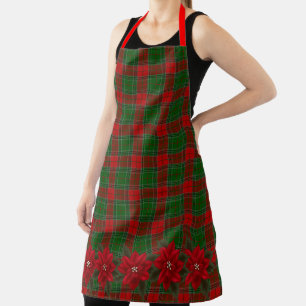 Tablier Noël Poinsettia Lumberjack Rouge Vert Plaid