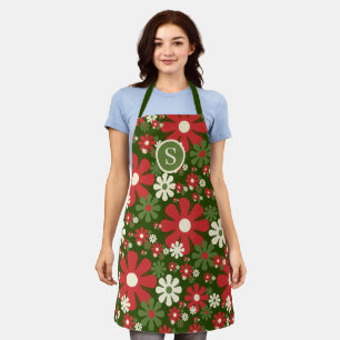 Tablier Noël rétro 60s les années 70 modèle floral initial